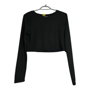 Daisy Black Long Sleeve Crop Top Y2K Goth Dark Academia  Size XL Polyester blend